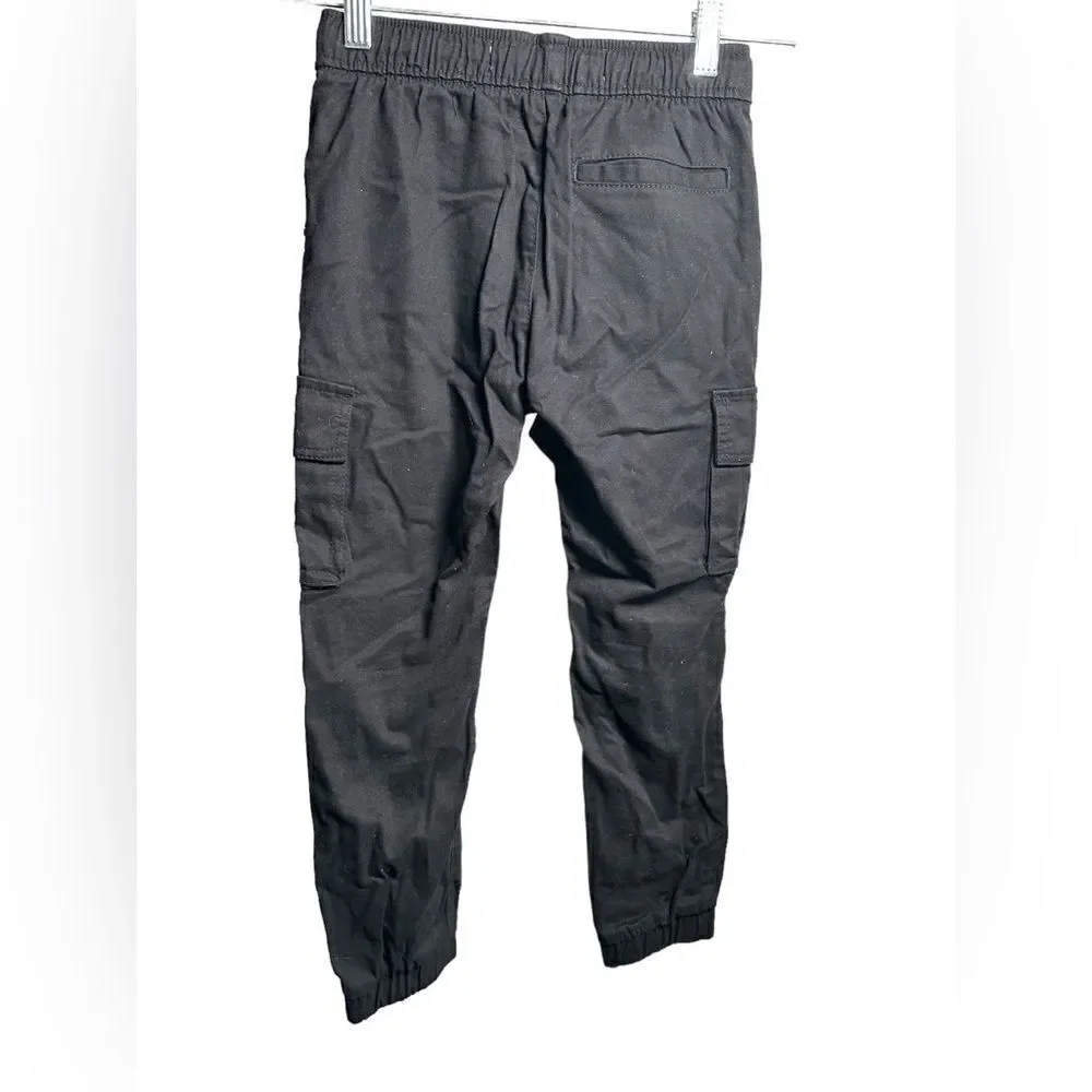 NWT Old Navy Boys Kids Black Twill Cargo Joggers Pants Drawstring Waist - Size M